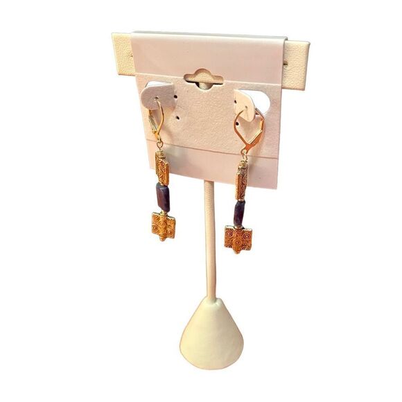 Artisan Made One of a Kind Sodalite & Silver Toned Drop Earrings. - Picture 3 of 5